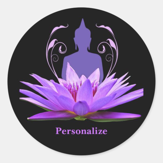 Zen Yoga Buddha Lotus Flower Purple Personalize Ronde Sticker (Voorkant)