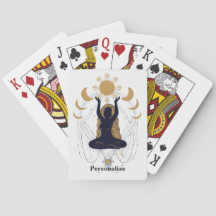 Zen Yoga Houden Gouden Zon Meditatie Viering Pokerkaarten