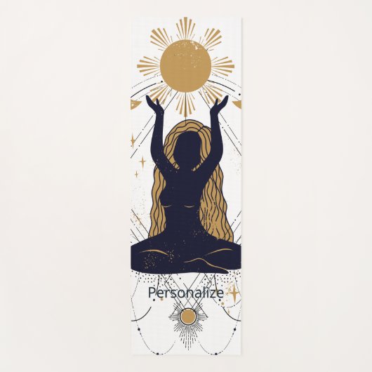 Zen Yoga Houding Meditatie Gouden Zon Personalisee Yogamat (Voorkant)
