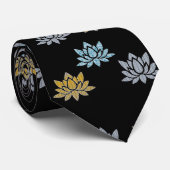 Zen Yoga Lotus Flower Blue Grey Gold Stropdas (Opgerold)