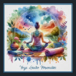 Zen Yoga Meditation in Nature Rainbow Pastels Perfect Poster<br><div class="desc">A peaceful and inspiring watercolor‑style poster featuring a person meditating outdoors, surrounded by mountains, a calm lake, and a vibrant sky. A detailed mandala design frames the scene, enhancing the spiritual and mindful atmosphere. Art elements like stacked stones, flowers, books, and a yoga mat add to the sense of grounding,...</div>