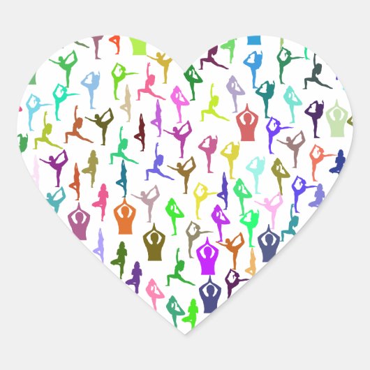 Zen Yoga Meditation Poses & Positions Hart Sticker (Voorkant)