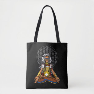 Zen Yoga Native American Chief Indian Meditation Tote Bag