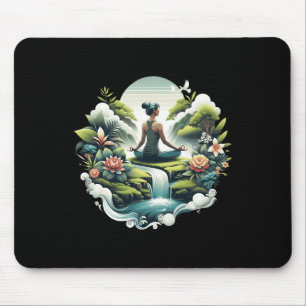 Zen Yoga Waterval Vreedzame Meditatie Wellness Nat Muismat