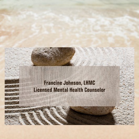 Zen zand Labrynth en stenen met faux linnen Visitekaartje