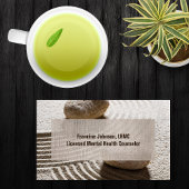 Zen zand Labrynth en stenen met faux linnen Visitekaartje