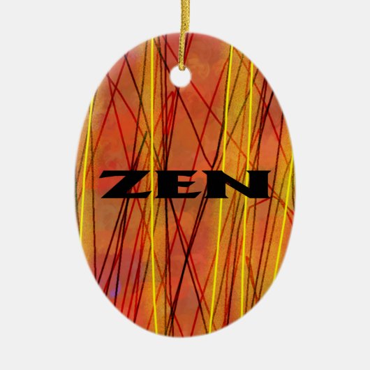 Zen zwart draad ovaal keramisch ornament (Voorkant)