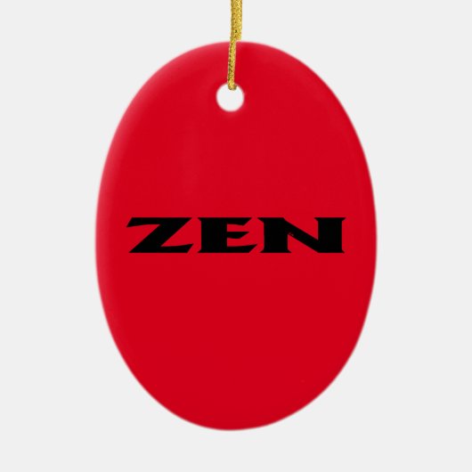 Zen zwart rood ovaal keramisch ornament (Voorkant)