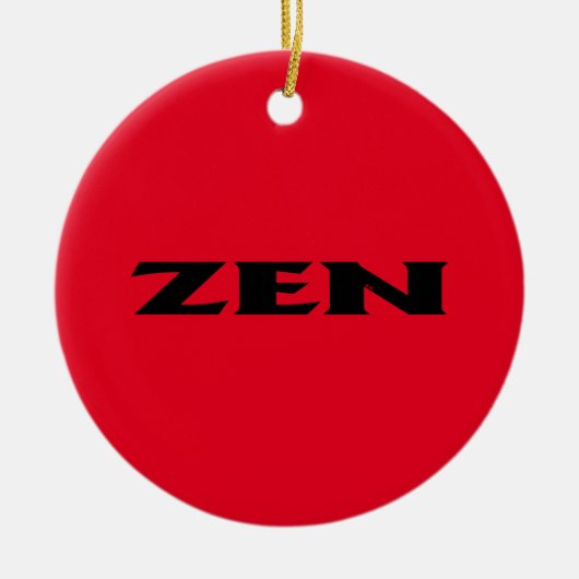 Zen zwart rood rond keramisch ornament (Voorkant)