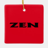 Zen zwart rood vierkant keramisch ornament (Voorkant)