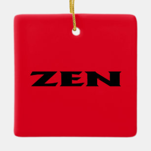 Zen zwart rood vierkant keramisch ornament
