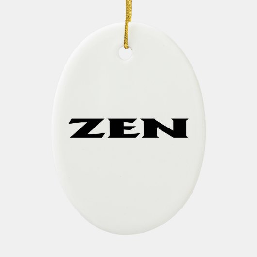 Zen zwart wit ovaal keramisch ornament (Voorkant)