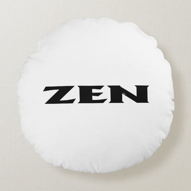 Zen zwart wit rond poly gooi kussen (Voorkant)