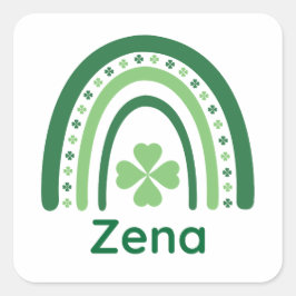 Zena Name Clover Boho Rainbow Vierkante Sticker