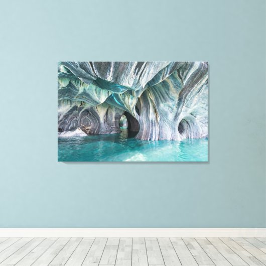 ZENAH | Glacial Blue Reflections - Abstract Marble Canvas Afdruk (Insitu (Houten vloer))