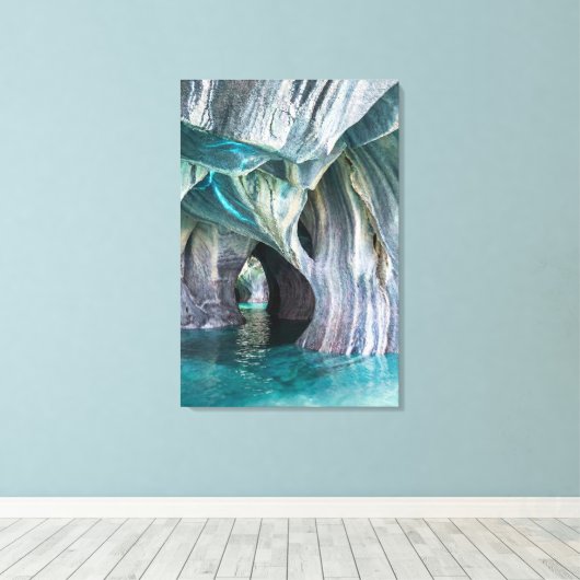 ZENAH | Glacial Blue Reflections - Abstract Marble Canvas Afdruk (Insitu (Houten vloer))
