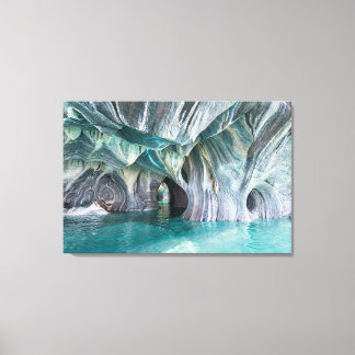 ZENAH | Glaciale Blauwe Reflecties - Abstract Marm Canvas Afdruk