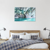 ZENAH | Glaciale Blauwe Reflecties - Abstract Marm Canvas Afdruk (Insitu (Slaapkamer))