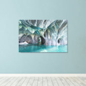 ZENAH | Glaciale Blauwe Reflecties - Abstract Marm Canvas Afdruk (Insitu (Houten vloer))