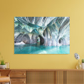 ZENAH | Glaciale Blauwe Reflecties - Abstract Marm Canvas Afdruk (Insitu (Woonkamer))