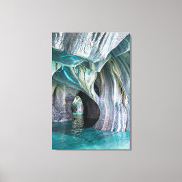 ZENAH | Glaciale Blauwe Reflecties - Abstract Marm Canvas Afdruk