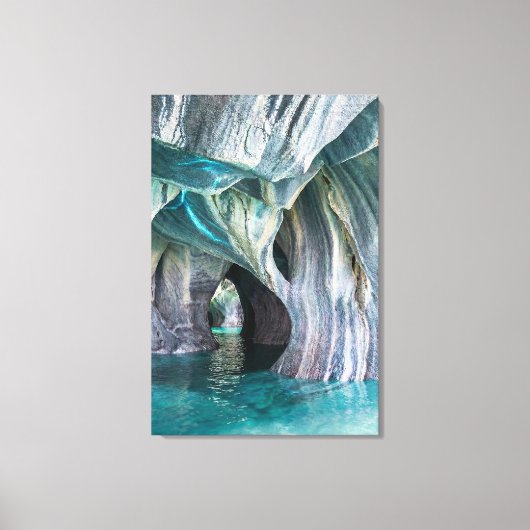ZENAH | Glaciale Blauwe Reflecties - Abstract Marm Canvas Afdruk (Voorkant)