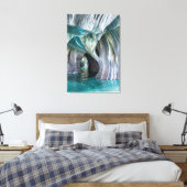 ZENAH | Glaciale Blauwe Reflecties - Abstract Marm Canvas Afdruk (Insitu (Slaapkamer))