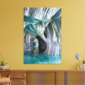 ZENAH | Glaciale Blauwe Reflecties - Abstract Marm Canvas Afdruk (Insitu (Woonkamer))