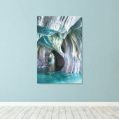ZENAH | Glaciale Blauwe Reflecties - Abstract Marm Canvas Afdruk (Insitu (Houten vloer))