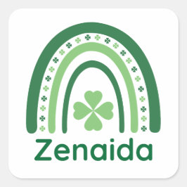 Zenaida Naam Clover Boho Rainbow Vierkante Sticker