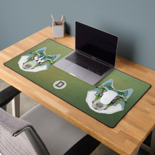 Zenart patroon Husky hond Blauw Husky gezicht Bureaumat