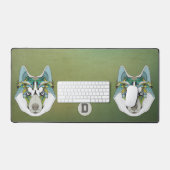 Zenart patroon Husky hond Blauw Husky gezicht Bureaumat (Keyboard & Muis)