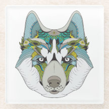 Zenart patroon Husky hond Blauw Husky gezicht