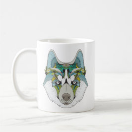 Zenart patroon Husky hond Blauw Husky gezicht Koffiemok