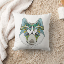 Zenart patroon Husky hond Blauw Husky gezicht Kussen