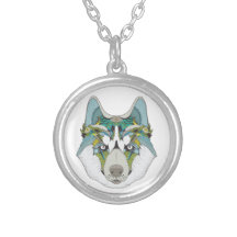 Zenart patroon Husky hond Blauw Husky gezicht
