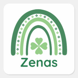 Zenas Name Clover Boho Rainbow Vierkante Sticker