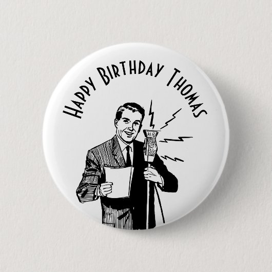  zenddag radiozender ronde button 5,7 cm (Voorkant)