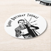 zenddag radiozender ronde kartonnen onderzetter (Gebogen)