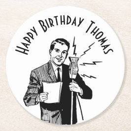 zenddag radiozender ronde kartonnen onderzetter