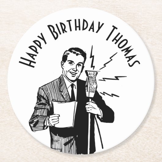 zenddag radiozender ronde kartonnen onderzetter (Voorkant)