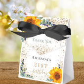 Zendendaagse zonnebloemen Eucalyptus glitter dank  Bedankdoosjes