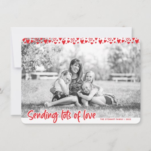 Zendende veel Liefde, familiekaart Foto Valentijn Kaart (Voorkant)