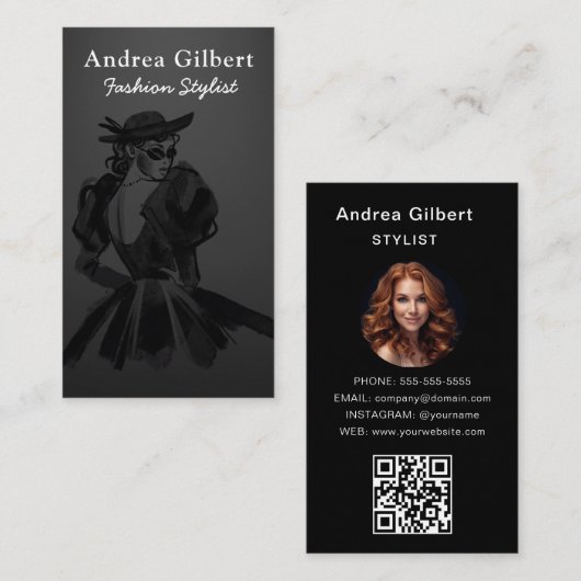 Zending Boetiek Winkel, Mode Model QR Code Visitekaartje (Voorkant / Achterkant)