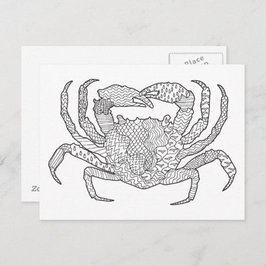 Zendoodle Crab Briefkaart (Voorkant / Achterkant)