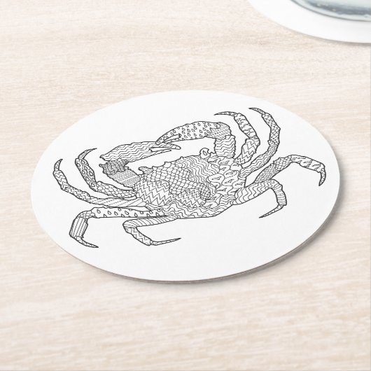 Zendoodle Crab Ronde Kartonnen Onderzetter (Gebogen)