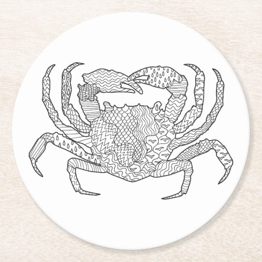 Zendoodle Crab Ronde Kartonnen Onderzetter (Voorkant)