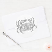 Zendoodle Crab Ronde Sticker (Envelop)