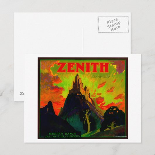 Zenith Oranje LabelWhittier, CA Briefkaart (Voorkant / Achterkant)