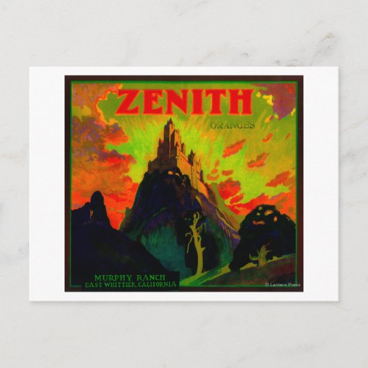 Zenith Oranje LabelWhittier, CA Briefkaart (Voorkant)